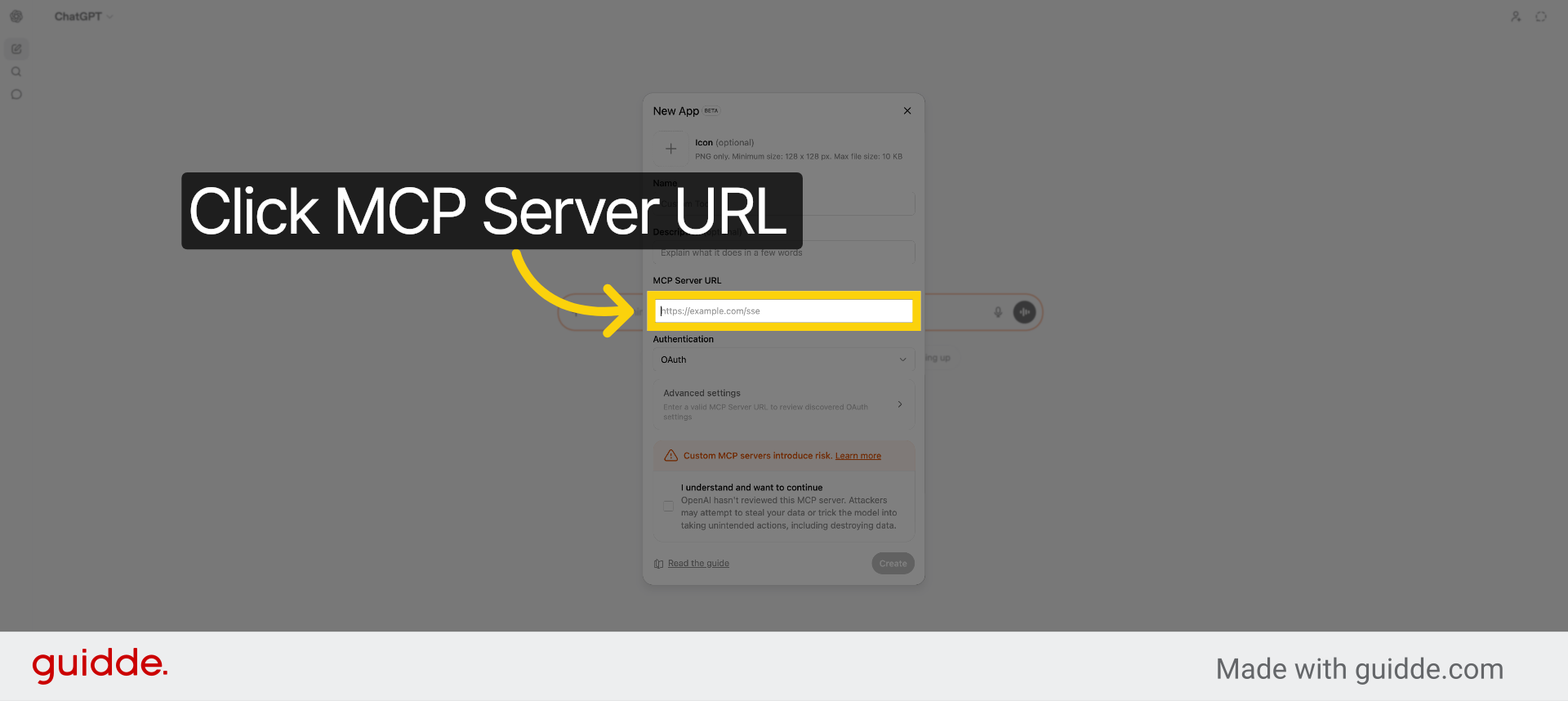 Select MCP Server URL Field