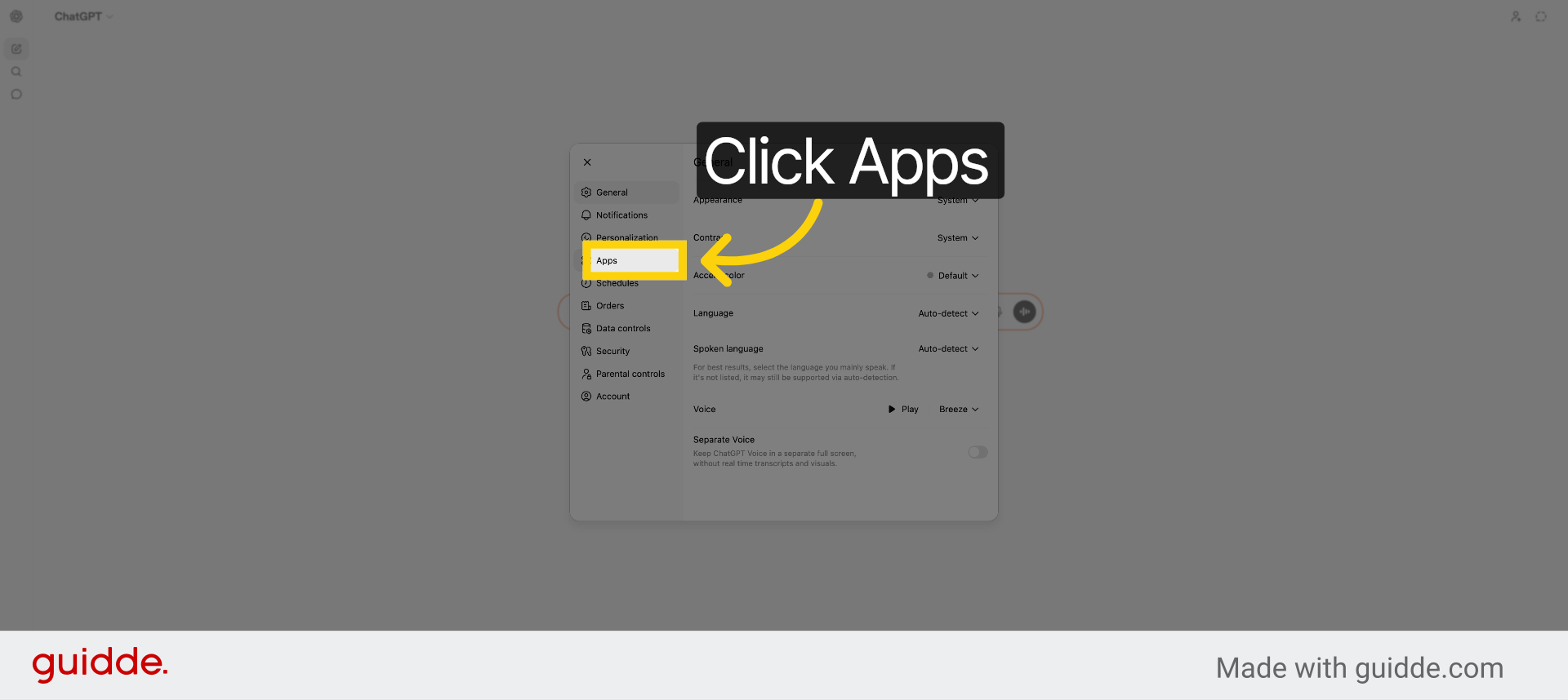 Access Apps Section
