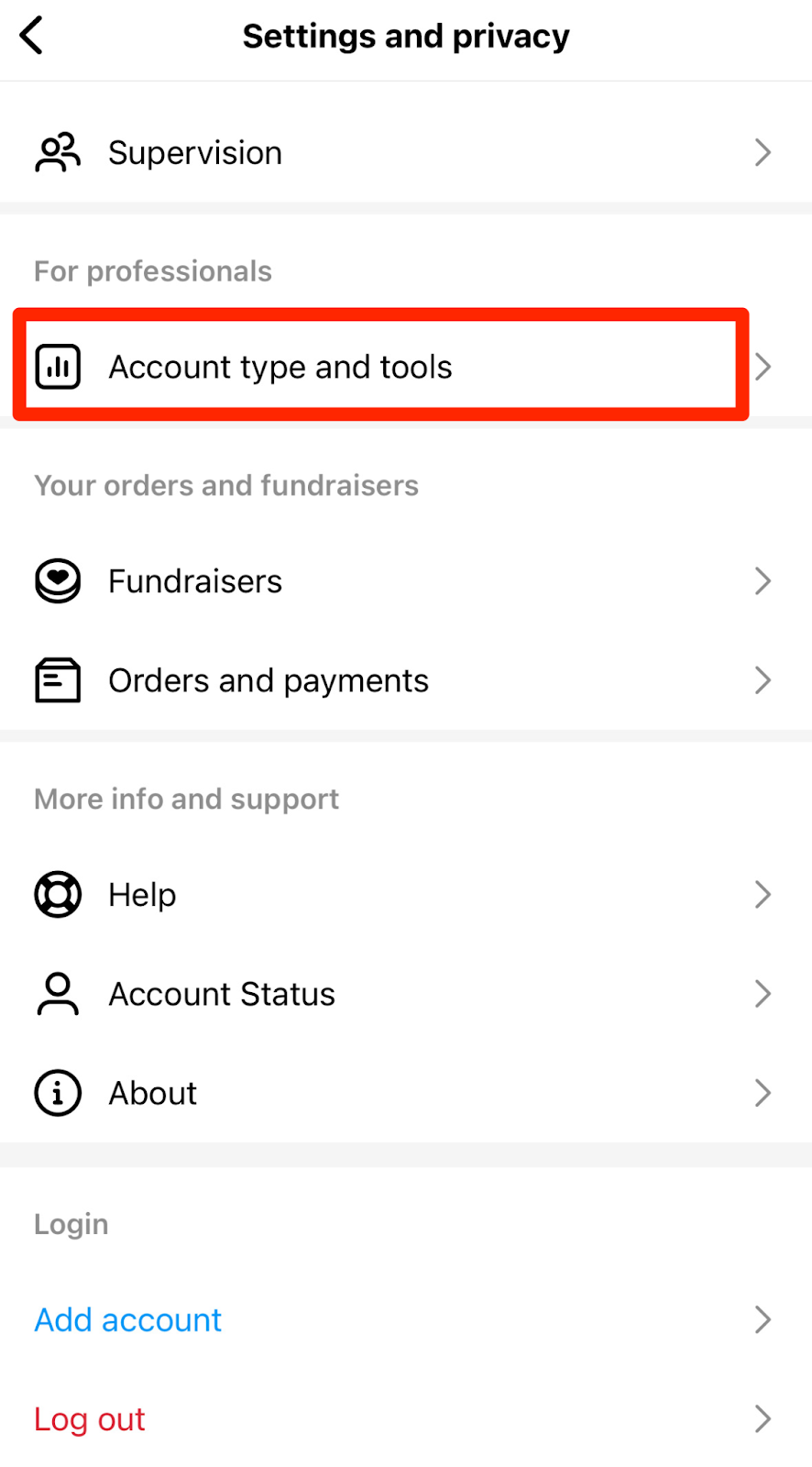 account types and tools