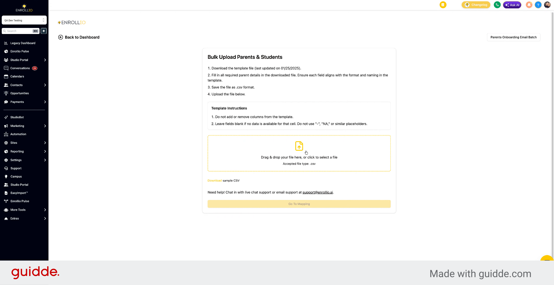 Upload CSV File