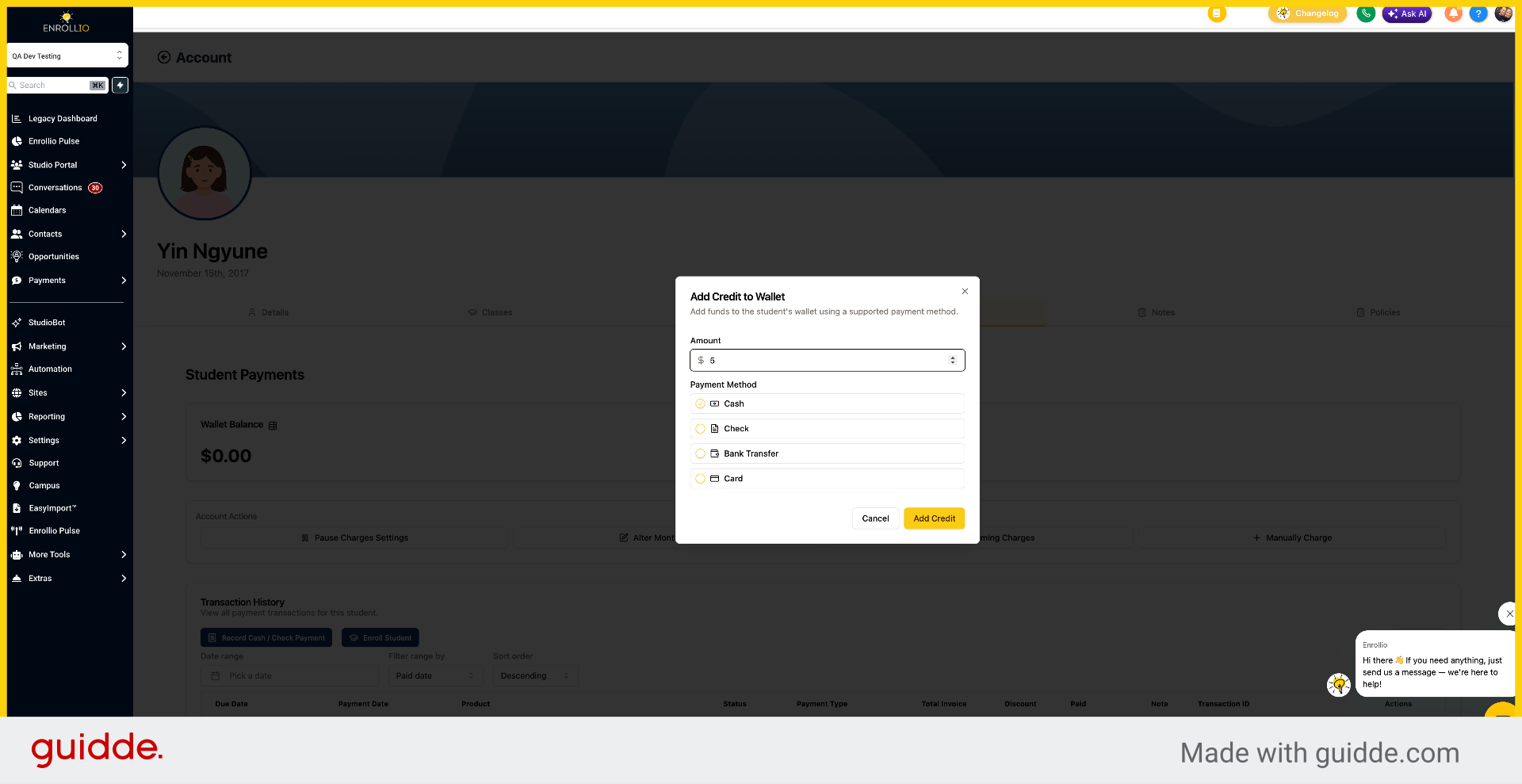 Enter Credit Amount