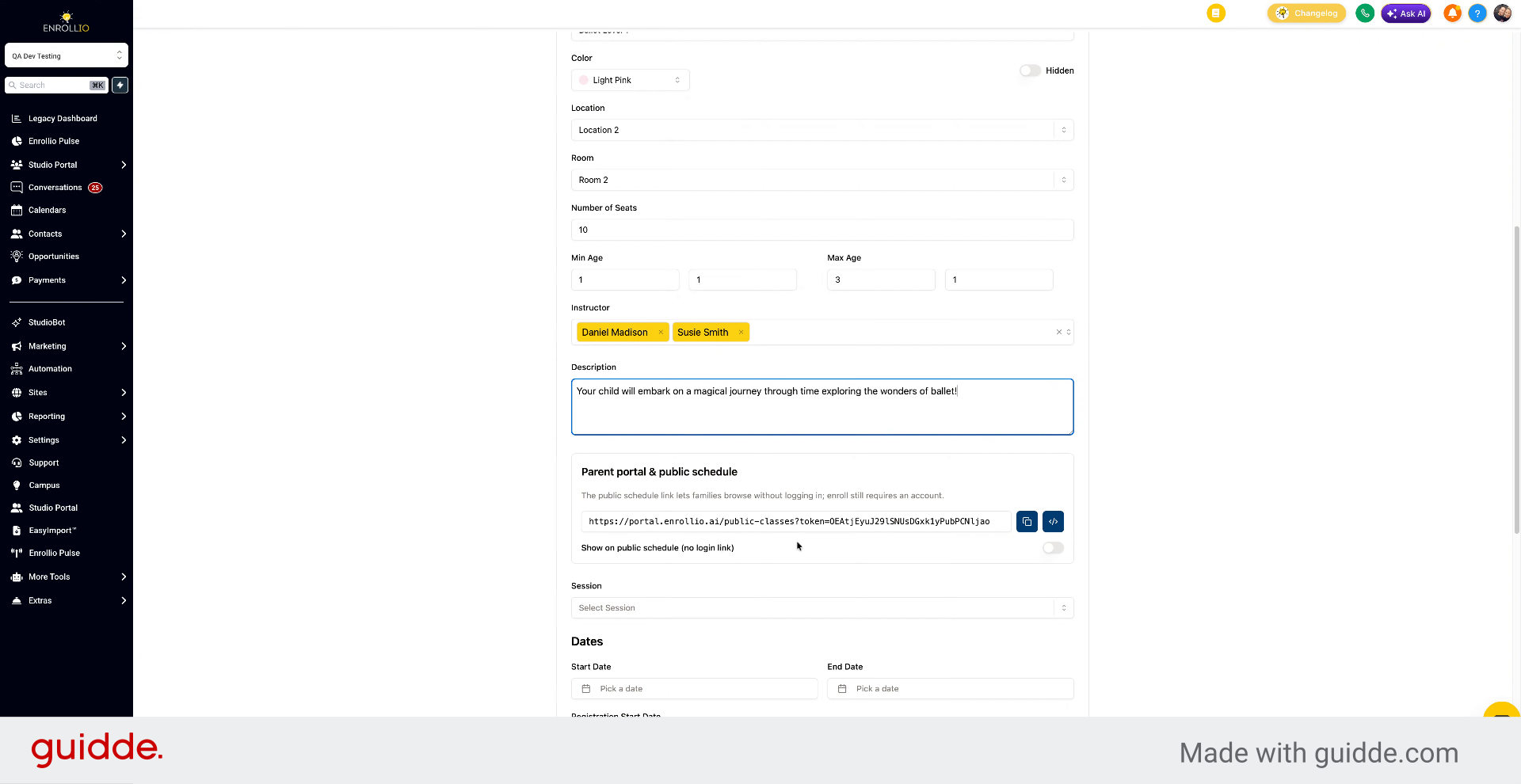 Enable Public Schedule Display