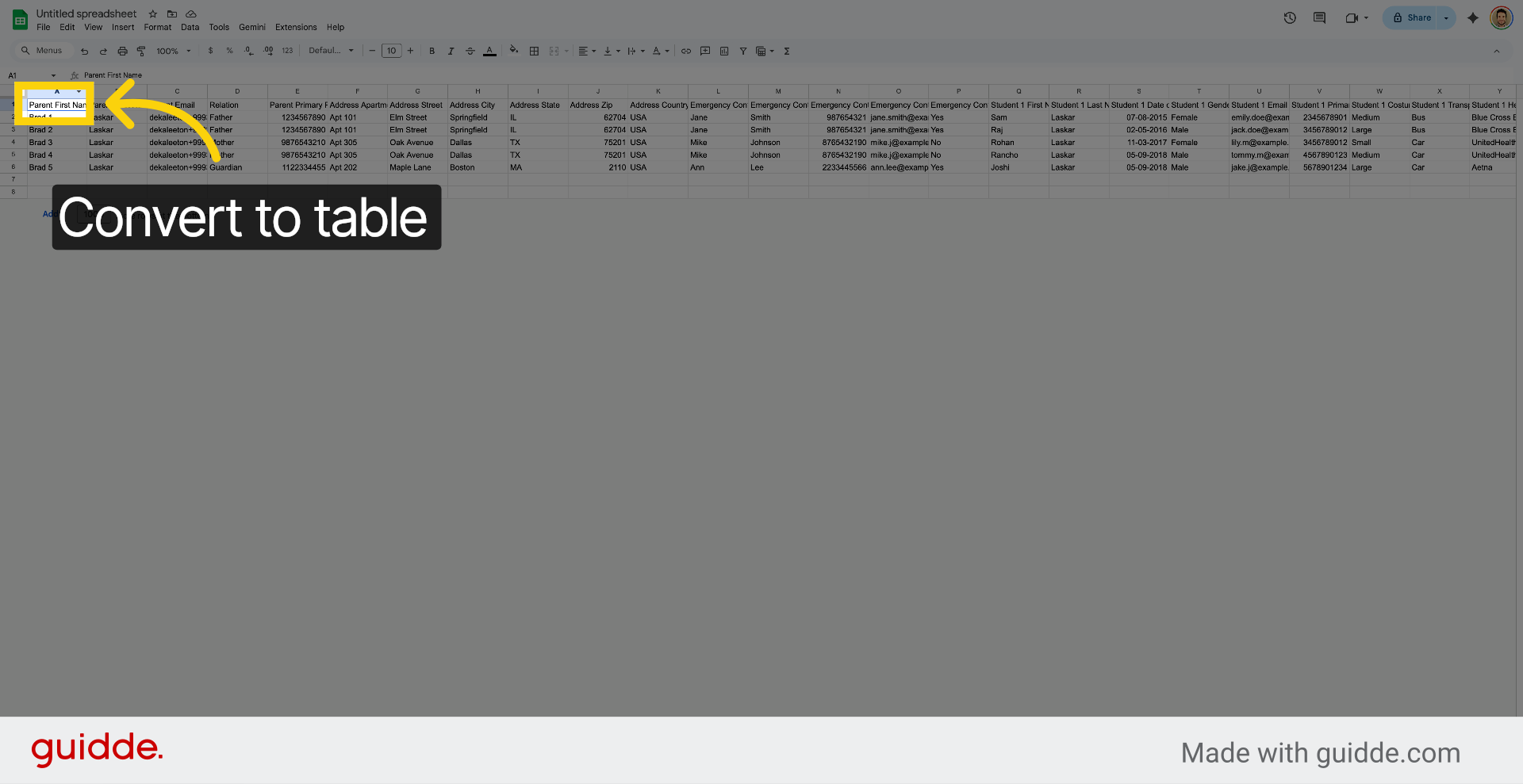 Convert Data to Table
