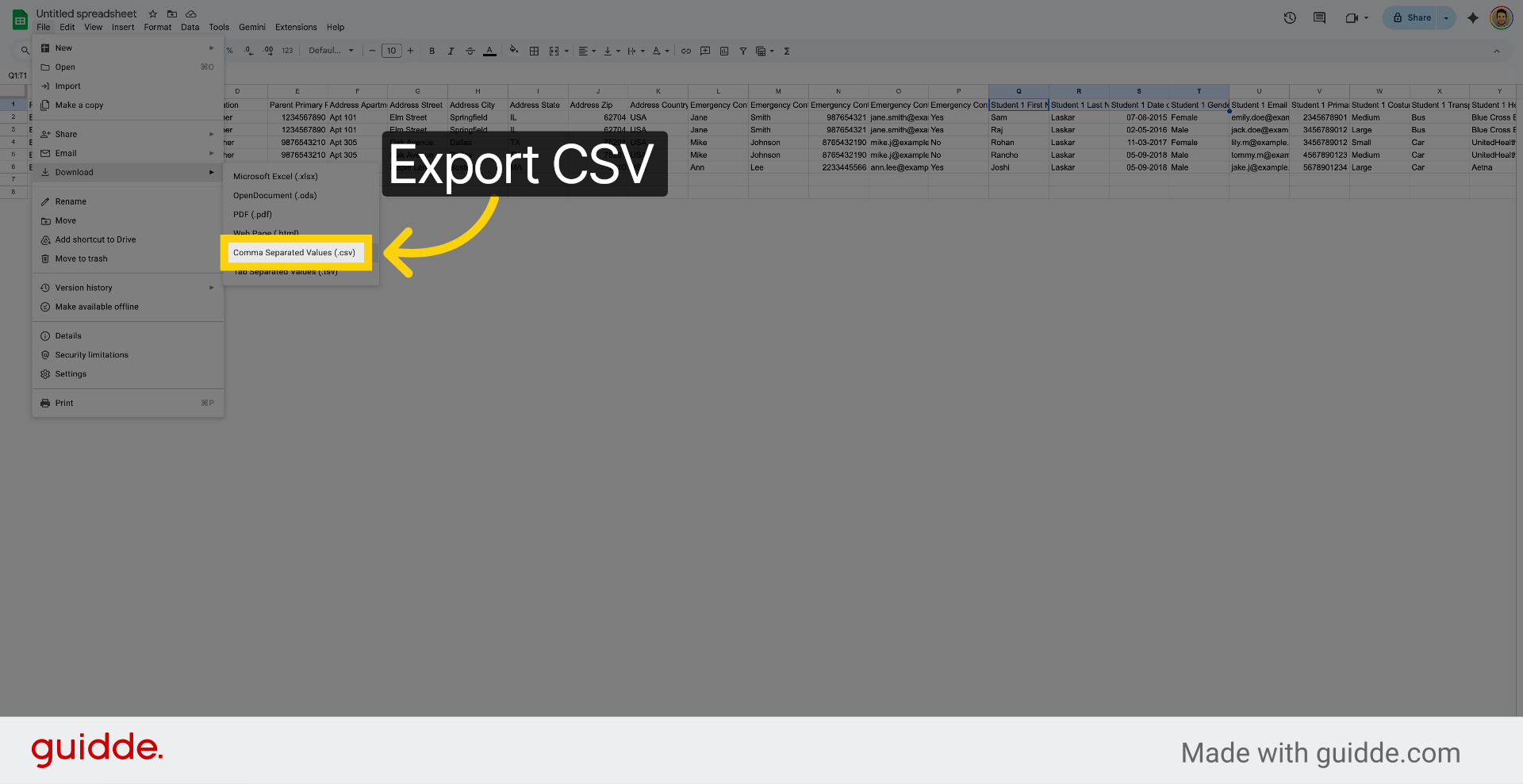 Choose CSV Export