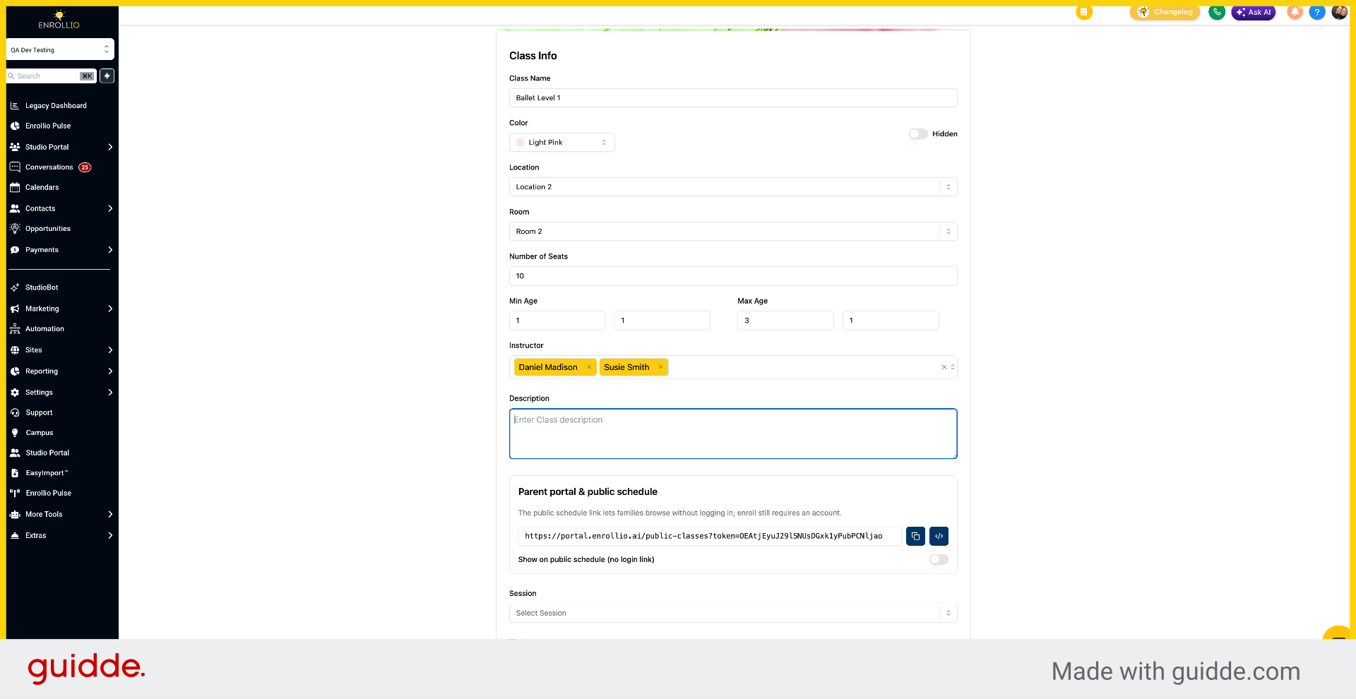 Click Enter Class Description