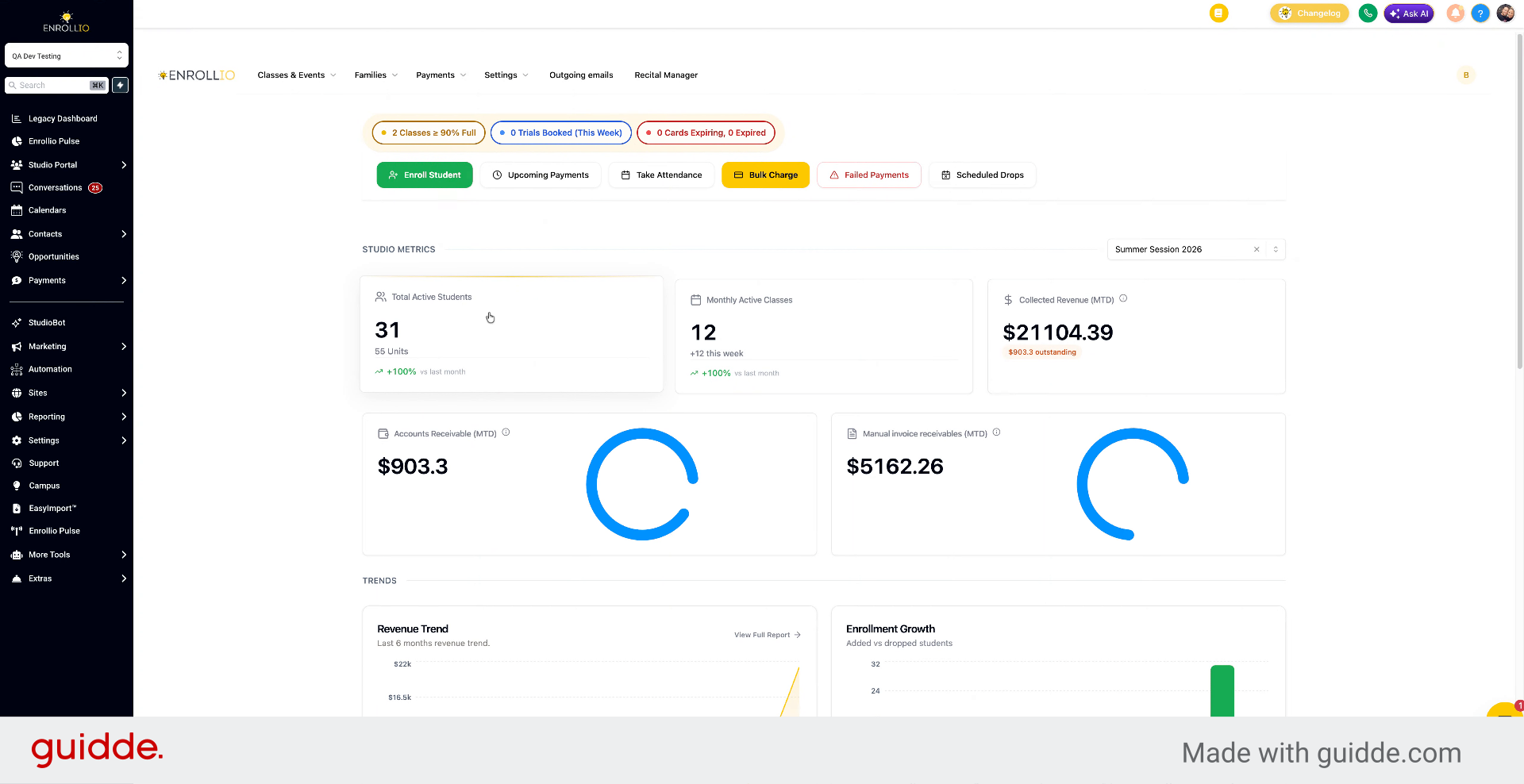 Sort Studio Metrics by Session