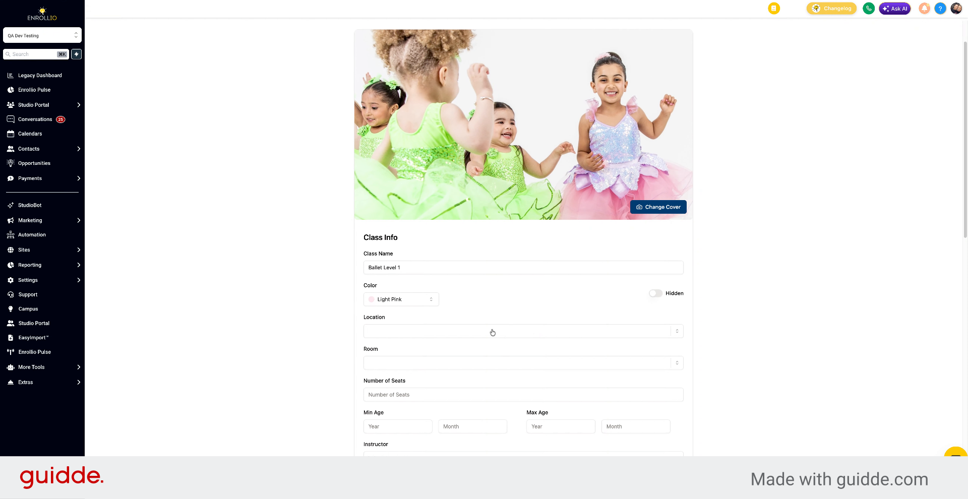 Select Location for Class