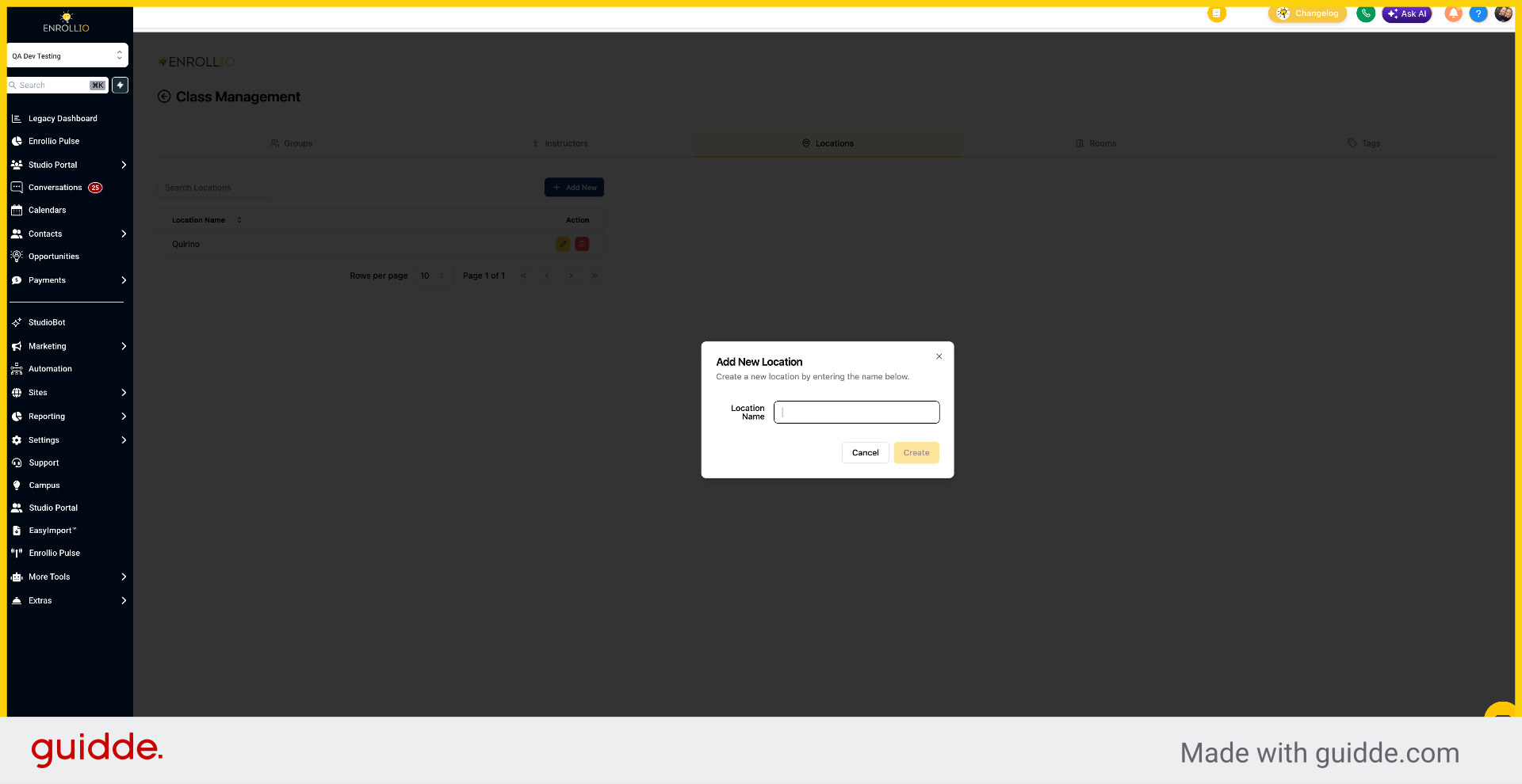 Select Location Name Field