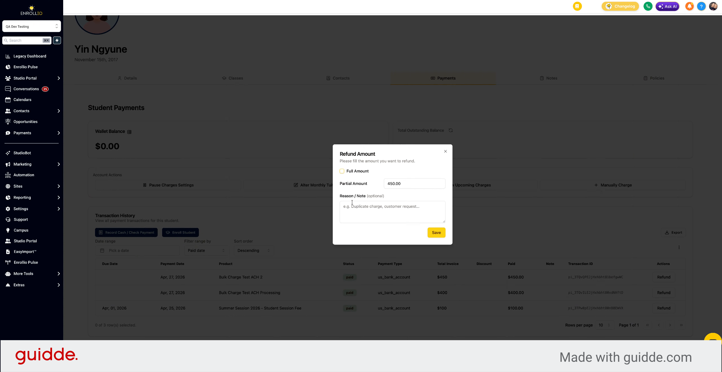 Add Refund Note And Confirm