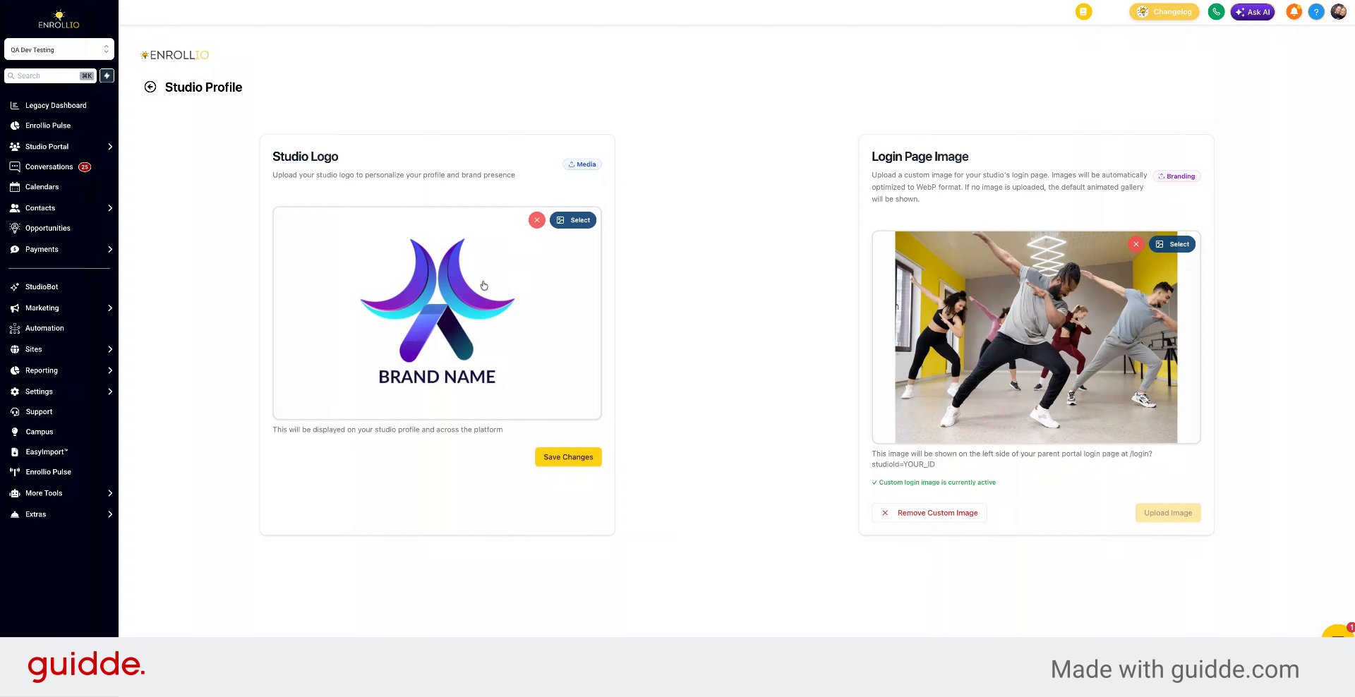 Add Studio Logo And Image
