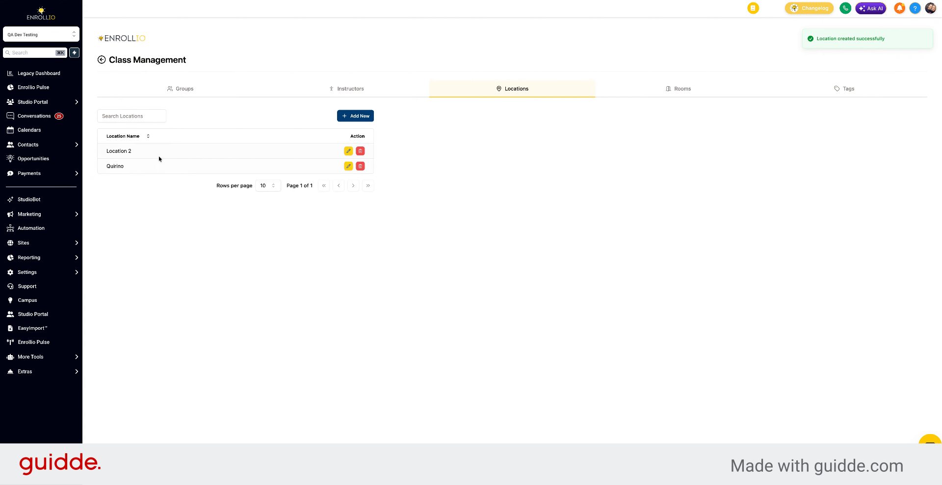 Assign Classes To Location