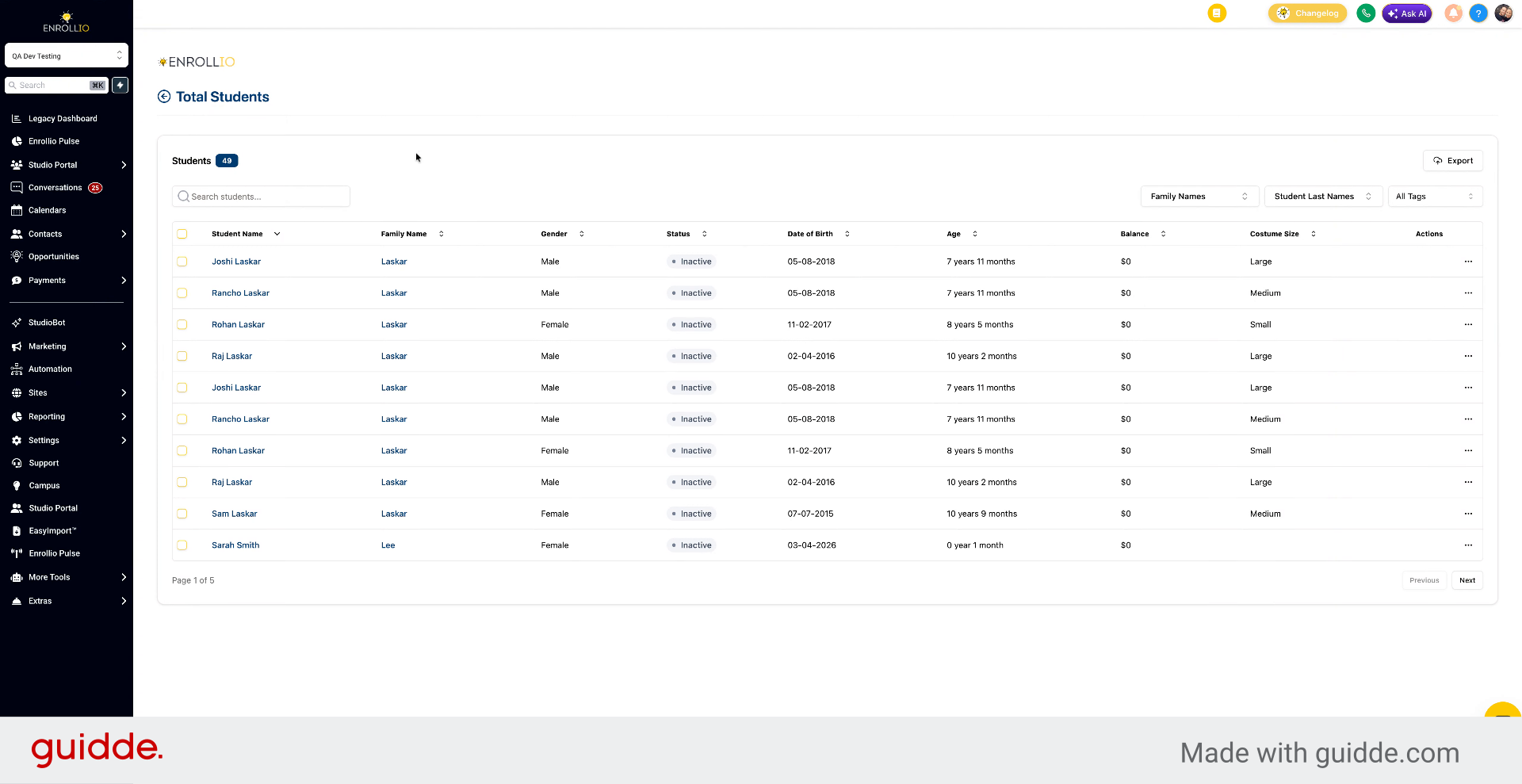 Select a Student Record