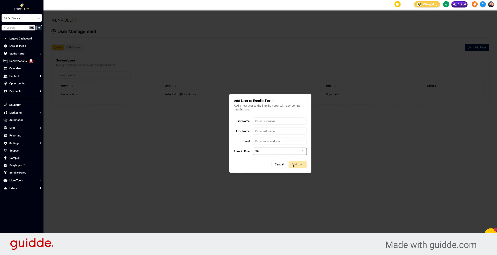 Confirm User Login Ability