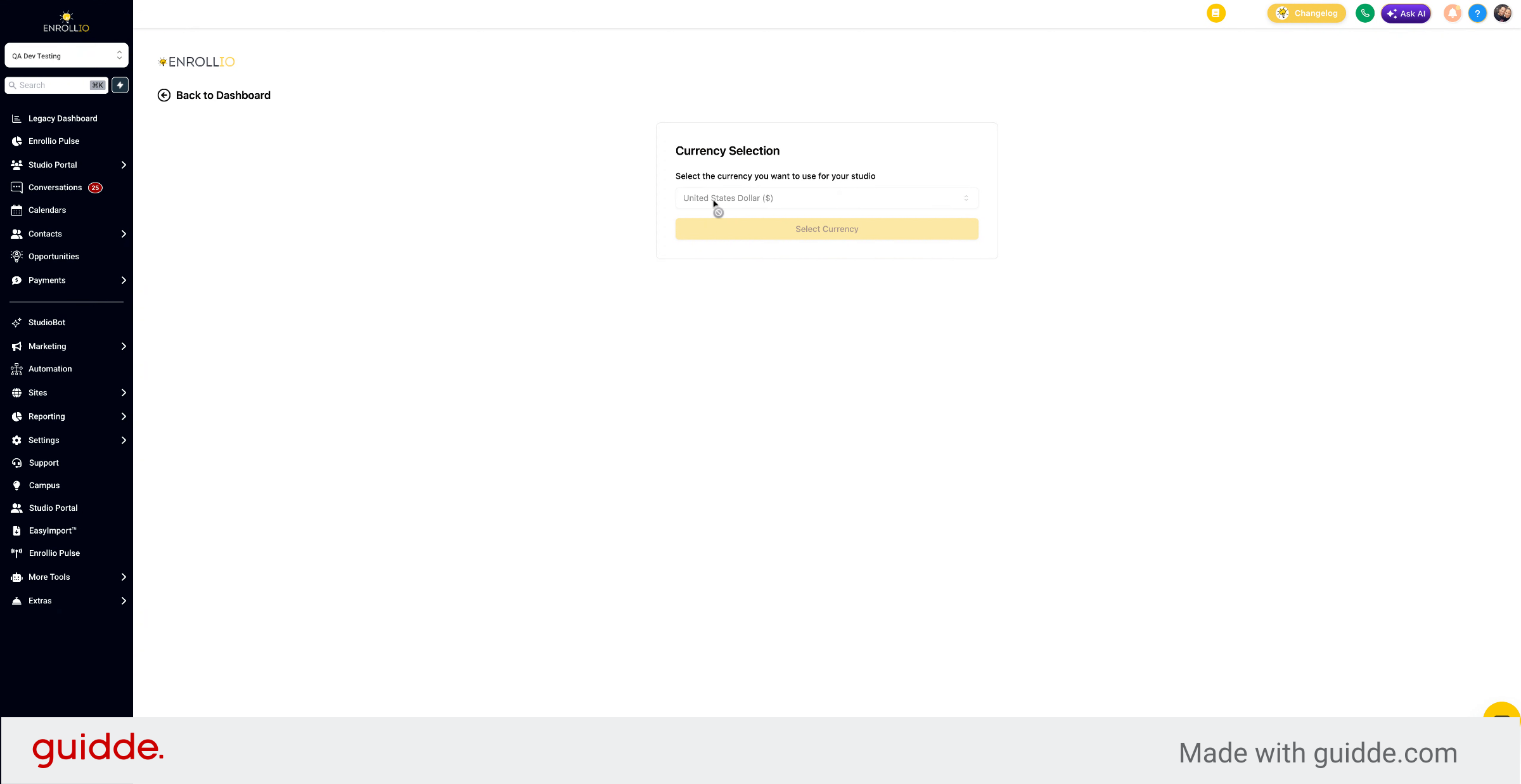 Select And Confirm Currency