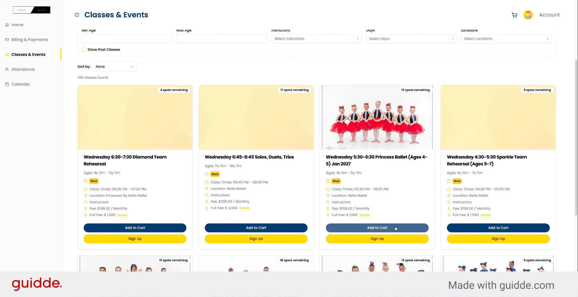 Add Classes To Cart With Restrictions