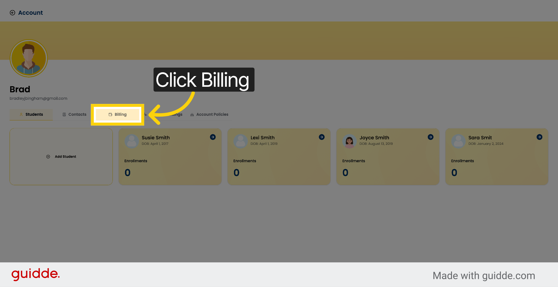 Open Billing Section