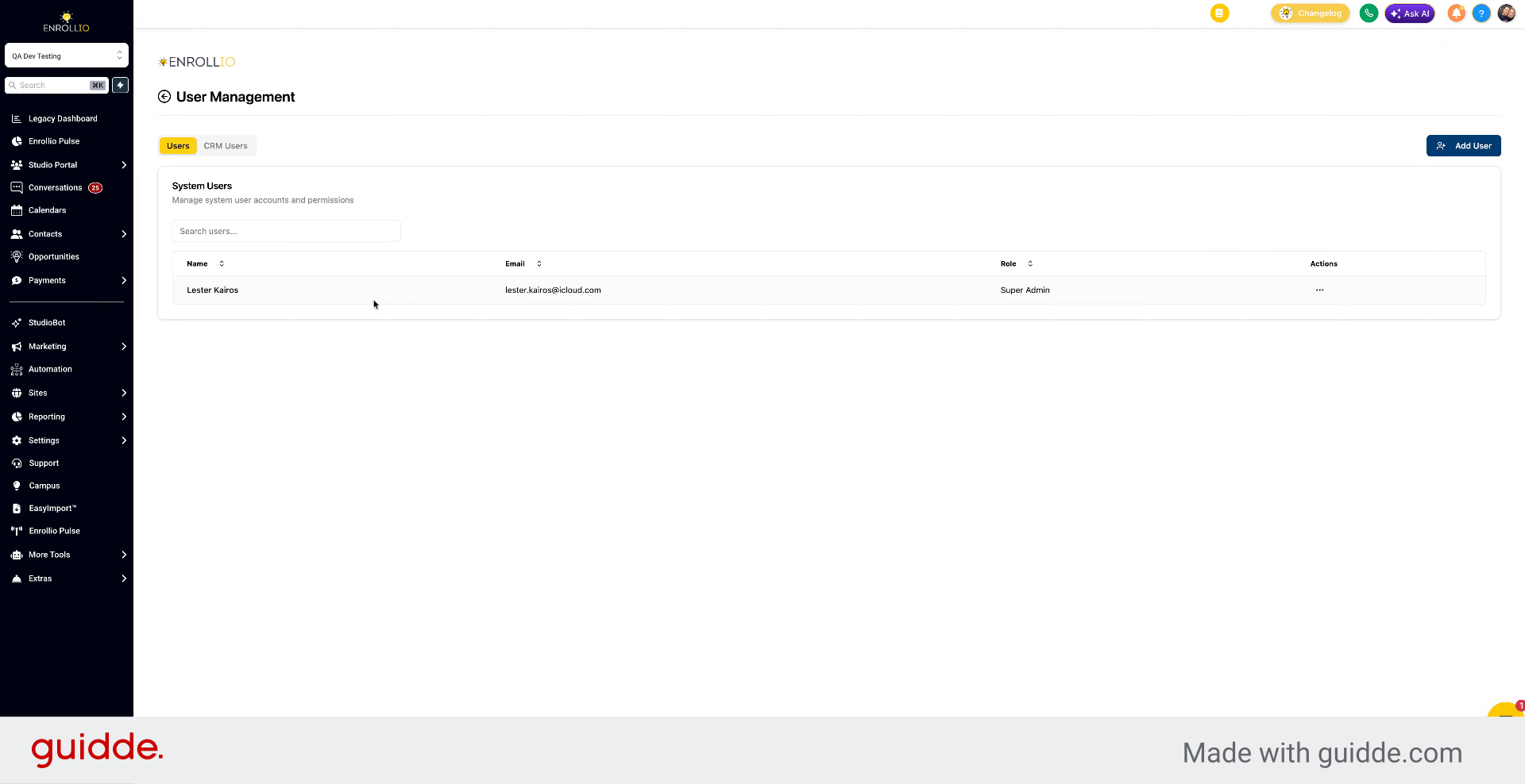 Overview User Access Levels