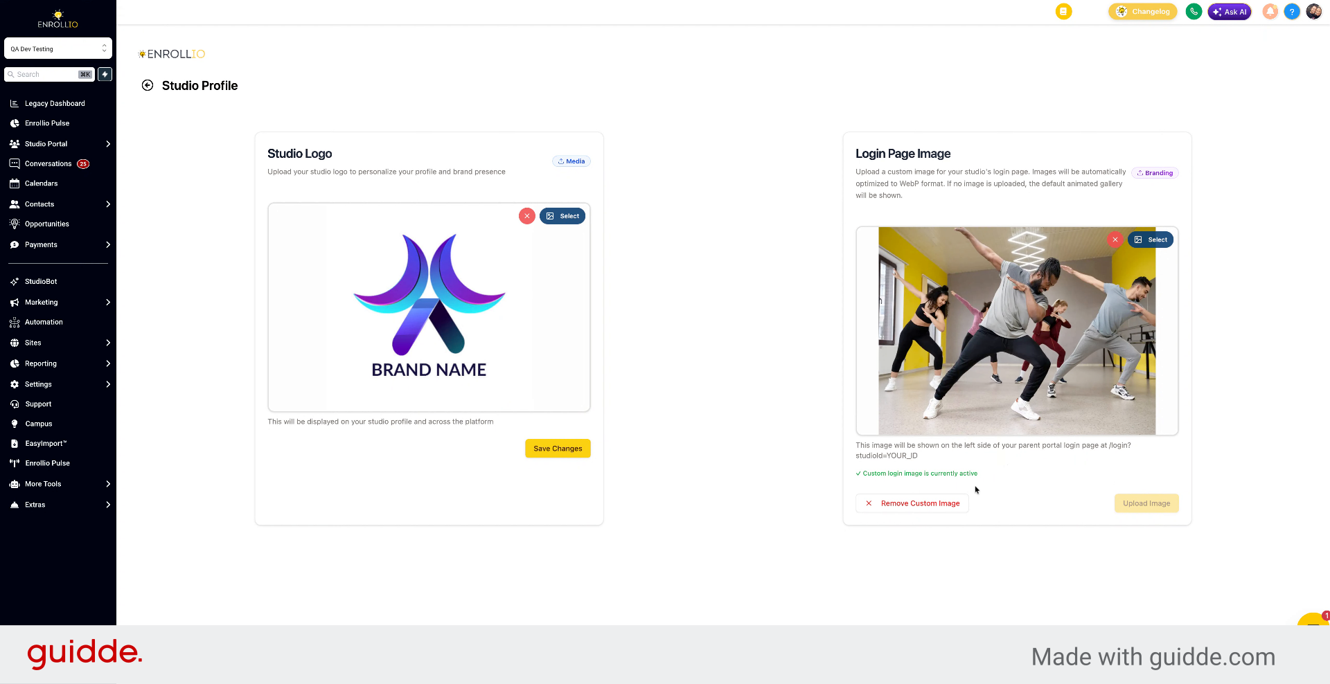 Upload Logo And Save Changes